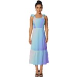 Pastel Rainbow, Color Tie-Strap Tiered Midi Chiffon Dress