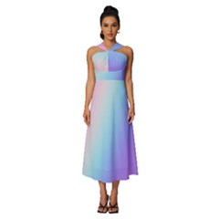 Sleeveless Cross Front Cocktail Midi Chiffon Dress 