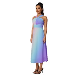 Sleeveless Cross Front Cocktail Midi Chiffon Dress 