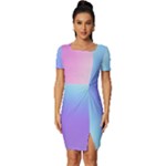 Pastel Rainbow, Color Fitted Knot Split End Bodycon Dress