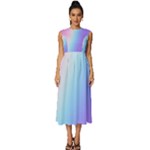 Pastel Rainbow, Color Sleeveless Round Neck Midi Dress