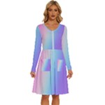 Pastel Rainbow, Color Long Sleeve Dress With Pocket