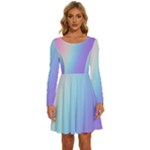 Pastel Rainbow, Color Long Sleeve Wide Neck Velvet Dress