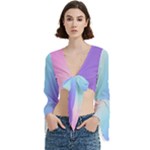 Pastel Rainbow, Color Trumpet Sleeve Cropped Top