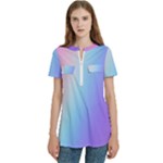 Pastel Rainbow, Color Women s Zip Front V-Neck Short Sleeve Casual Top Pocket Shirt