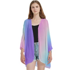 Open Front 3/4 Sleeve Batwing Chiffon Cardigan Kimono 