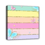 Pastel, Butterfly, Spring, Stripes, Mini Canvas 6  x 6  (Stretched)