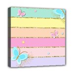 Pastel, Butterfly, Spring, Stripes, Mini Canvas 8  x 8  (Stretched)