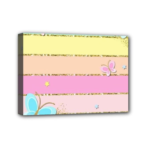 Pastel, Butterfly, Spring, Stripes, Mini Canvas 7  x 5  (Stretched) from ArtsNow.com