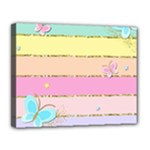 Pastel, Butterfly, Spring, Stripes, Canvas 14  x 11  (Stretched)