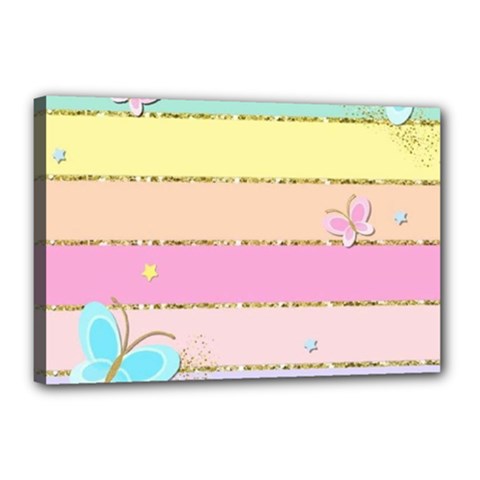 Pastel, Butterfly, Spring, Stripes, Canvas 18  x 12  (Stretched) from ArtsNow.com