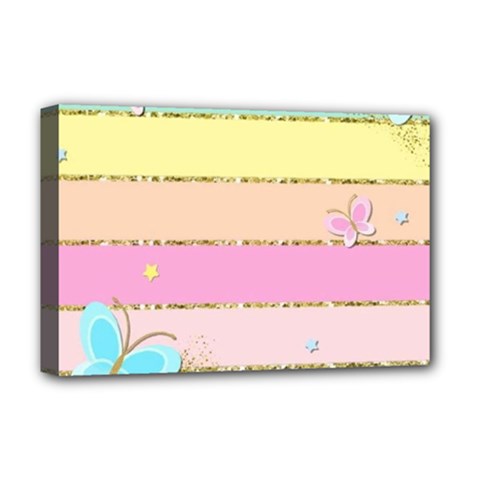 Pastel, Butterfly, Spring, Stripes, Deluxe Canvas 18  x 12  (Stretched) from ArtsNow.com