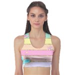 Pastel, Butterfly, Spring, Stripes, Fitness Sports Bra