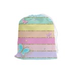 Pastel, Butterfly, Spring, Stripes, Drawstring Pouch (Large)