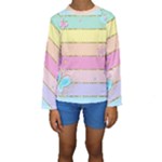 Pastel, Butterfly, Spring, Stripes, Kids  Long Sleeve Swimwear