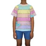 Pastel, Butterfly, Spring, Stripes, Kids  Short Sleeve Swimwear