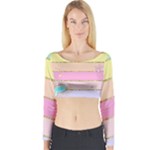 Pastel, Butterfly, Spring, Stripes, Long Sleeve Crop Top