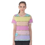 Pastel, Butterfly, Spring, Stripes, Women s Cotton T-Shirt