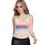 Pastel, Butterfly, Spring, Stripes, Racer Back Crop Top