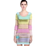 Pastel, Butterfly, Spring, Stripes, Long Sleeve Bodycon Dress