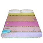 Pastel, Butterfly, Spring, Stripes, Fitted Sheet (Queen Size)