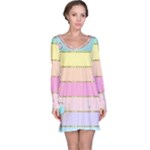 Pastel, Butterfly, Spring, Stripes, Long Sleeve Nightdress