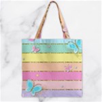 Pastel, Butterfly, Spring, Stripes, Zipper Grocery Tote Bag