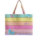 Pastel, Butterfly, Spring, Stripes, Zipper Mini Tote Bag