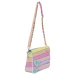 Pastel, Butterfly, Spring, Stripes, Shoulder Bag with Back Zipper