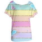 Pastel, Butterfly, Spring, Stripes, Women s Oversized T-Shirt