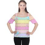 Pastel, Butterfly, Spring, Stripes, Cutout Shoulder T-Shirt