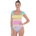 Pastel, Butterfly, Spring, Stripes, Short Sleeve Leotard 