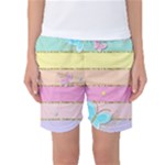 Pastel, Butterfly, Spring, Stripes, Women s Basketball Shorts