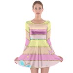 Pastel, Butterfly, Spring, Stripes, Long Sleeve Skater Dress