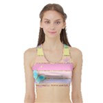 Pastel, Butterfly, Spring, Stripes, Sports Bra with Border