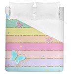 Pastel, Butterfly, Spring, Stripes, Duvet Cover (Queen Size)