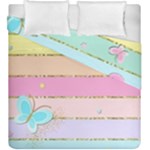 Pastel, Butterfly, Spring, Stripes, Duvet Cover Double Side (King Size)