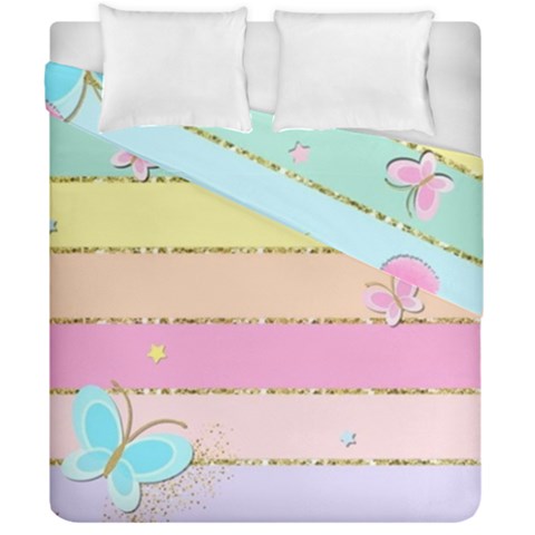 Pastel, Butterfly, Spring, Stripes, Duvet Cover Double Side (California King Size) from ArtsNow.com