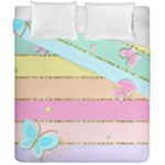 Pastel, Butterfly, Spring, Stripes, Duvet Cover Double Side (California King Size)