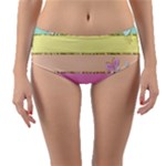 Pastel, Butterfly, Spring, Stripes, Reversible Mid-Waist Bikini Bottoms