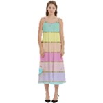 Pastel, Butterfly, Spring, Stripes, Casual Spaghetti Strap Midi Dress