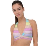 Pastel, Butterfly, Spring, Stripes, Halter Plunge Bikini Top