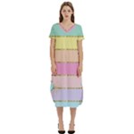 Pastel, Butterfly, Spring, Stripes, T-Shirt Midi Dress With Pockets