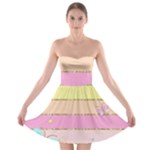 Pastel, Butterfly, Spring, Stripes, Strapless Bra Top Dress