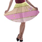 Pastel, Butterfly, Spring, Stripes, A-line Skater Skirt