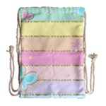 Pastel, Butterfly, Spring, Stripes, Drawstring Bag (Large)