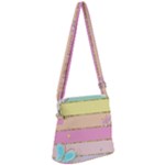 Pastel, Butterfly, Spring, Stripes, Zipper Messenger Bag