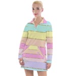 Pastel, Butterfly, Spring, Stripes, Women s Long Sleeve Casual Dress