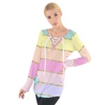 Pastel, Butterfly, Spring, Stripes, Tie Up T-Shirt