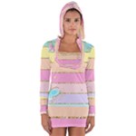 Pastel, Butterfly, Spring, Stripes, Long Sleeve Hooded T-shirt